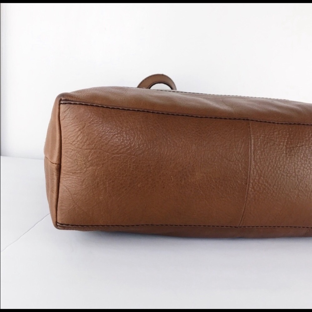 Fossil Long Live Vintage Rich Tan Rugged Leather Tote Carryall Shoulder Bag - Picture 8 of 15